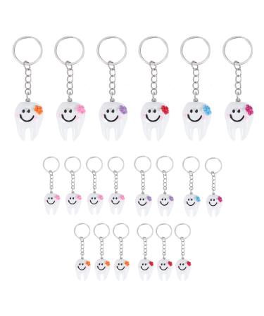 20pcs Keyring Keychain Hanging Tooth Gift Cute White & Silver Taglia