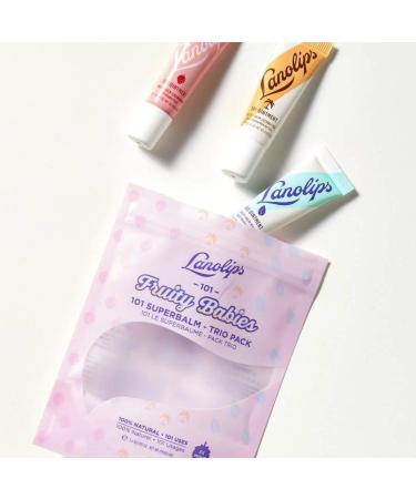 Lanolips 101 Fruity Babies Trio - Strawberry, Minty, Coconutter Balms (Set of 3) | Lanolin for Dry Lips & Skin | Clean & Cruelty-Free - 3g each - Buy Online on GoSupps.com