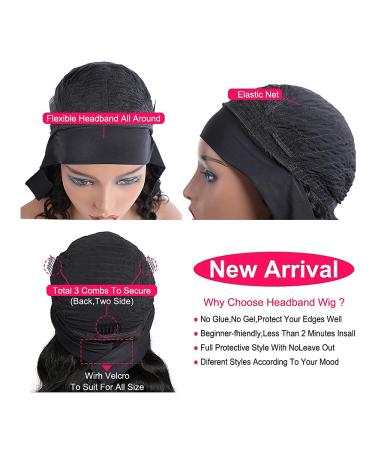 24 Kinky Straight Headband Wig for Women - FALSWAN Synthetic Yaki Straight Wig with Attached Headband - Full Machine Made None Lace Front Wig - 1B, 24 Inches - Buy Online on GoSupps.com