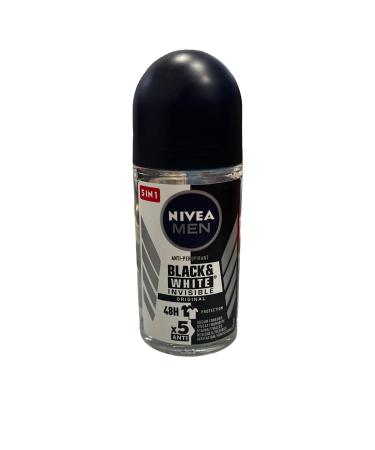 NIVEA 6 x Nivea Men Invisible Black and White 48h Antiperspirant Deodorant Roll-On 50ml