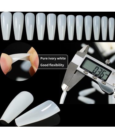 Long Coffin Board Fake Nails - Natural Color 504 Pieces Full Cover Acrylic Nails for DIY Ladies Nail Salon - Ballerina Shape, 10 Sizes - Buy Online on GoSupps.com