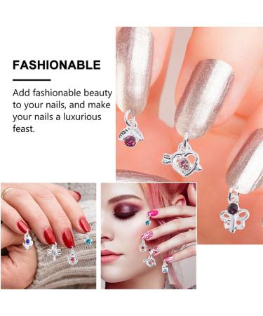 Lurrose 2 Boxes nail pendant nail DIY pendant punch nail piercing charms nail art piercing jewelry metal nail art charms nail accessories nail art decor perforation drill alloy 3d - Buy Online on GoSupps.com