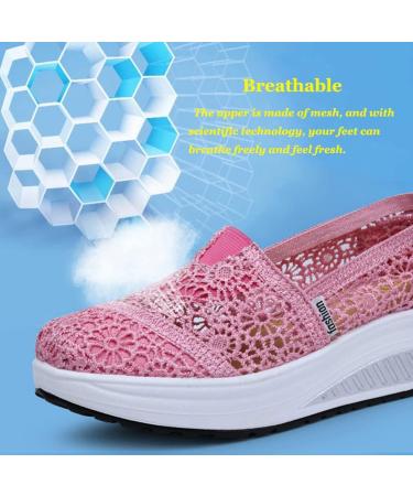 Yeteepot Women's Slip-On Walking Shoes | Wedge Heel Fitness Sneakers | Light Blue Breathable Leisure Shoes | EU Size 40 - Buy Online on GoSupps.com