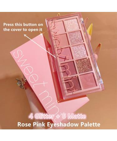 Go Ho 10 Colors Eyeshadow Palette - Matte & Glitter Makeup, Pink Eye Shadow Shades - Waterproof High Pigment Formula - Rose Pink Style - Buy Online on GoSupps.com