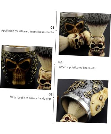 Minkissy Skull Beard Brush Set - Premium Shaving Brush with Resin Handle | Ideal for Men's Grooming | 9x7.2cm Skull Design - Buy Online on GoSupps.com