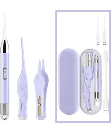 Earwax Cleaner Kit | Ear Wax Picker Rechargeable Cleaning Spoon with Light Visible Earwax Cleaning Digger Curette for Adults Children Salon Home Spa Taro Purple - Buy Online on GoSupps.com