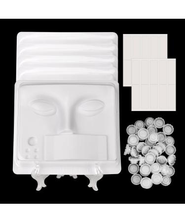ATOMUS ATOMUS Face Eyelash Extensions Set 5pcs Practice Tray with 1pc Bracket 50pcs Glue Holder Eyelash Extension Exercise Face Set