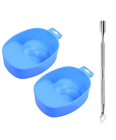 Nail Soak Bowl Manicure Bowl 2pcs Soak Tray Nail Art Manicure Care Soak Bowl Tray Polish Remover, Treatment - Manicure Spa Tool (Blue)