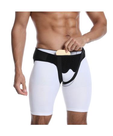 Samnuerly adjustable adult hernia belt man inguinal support inflatable hernia bag with 2 removable compression pad pain relief l