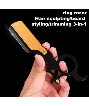 Leryveo Cut-Throat Razor - Rust-Free Edge for Shaving | Premium Beard Care Accessories for Travel Camping Home & Salon Black Gold - Buy Online on GoSupps.com