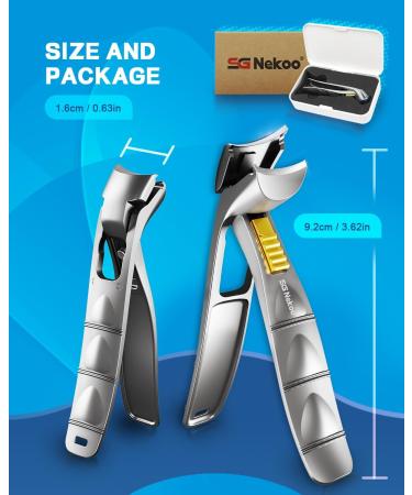 SG Nekoo Angled Head Toenail Clippers for Thick Toenails Sharp Large Nail Clippers with Safety Lock Ergonomic Handle for Seniors Wide Jaw Anti-Splash Nail Cutter for Men Women (Lockable-Silver) Locking-Metal Black - Buy Online on GoSupps.com