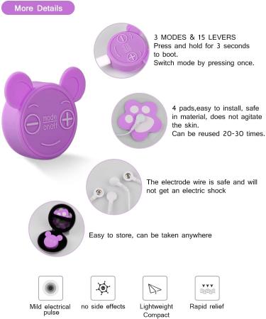 Natural Drug-Free Menstrual Cramps Treatment Device | Period Pain Relief Equipment - Purple - Buy Online on GoSupps.com