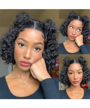 Jessica Bob Human Hair Wig 13x6 HD Lace Front Short Curly Brazilian Remy Hair for Black Women (8 Inch) - Buy Online on GoSupps.com