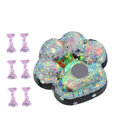 FRCOLOR Neck Masks Trendy Nail Charms 1 Set Nail Practice Holder Shine Training Rack Crystal Glue Fashion Show Hand Held Mirror 4.8x4.5cm fluorescent green