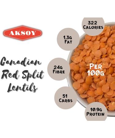 Aksoy Canadian Red Split Lentils 5KG - Premium Quality, Rich in Protein - 5 kg (Pack of 1) - Buy Online on GoSupps.com
