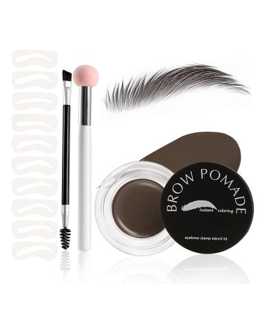 Boobeen Eyebrow Stencil Kit  Waterproof Eyebrow Pomade Gel  Defines Brow Cream  Brow Stamp Shaping Kit with 10 Reusable Eyebrow Stencils  Eyebrow Brush  Eyebrow Makeup for Women Medium Brown