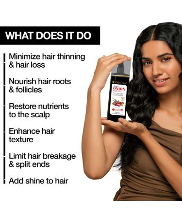 Soulflower Onion Hair Oil with Amla, Ashwagandha & Sandalwood - 100% Pure, Cold Pressed, Non-Greasy, 220 ml - Buy Online on GoSupps.com