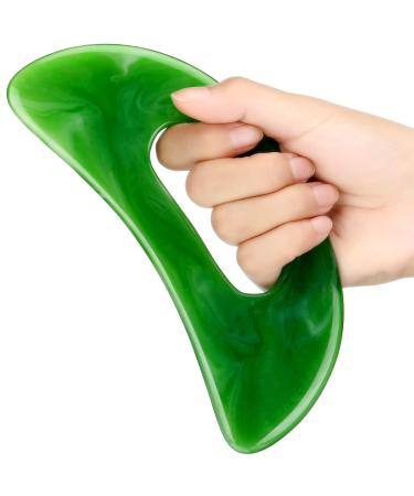 Gua Sha Massage Tool with Handle Resin Massage Tools Lymphatic Drainage Massager Body Shaping Gua Sha Tools for Full Body Men Women Birthday Festival Holiday Present (Green)