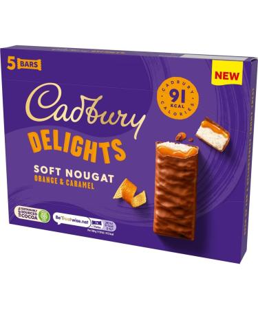 Cadbury Delights Soft Nougat Orange and Caramel Bars 5 x 22g (Pack of 9) - Buy Online on GoSupps.com