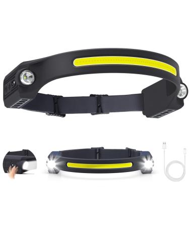 Puersit headlamp LED rechargeable LED head lamp headlamp loadable Extremely bright with 5 light modes 260 degrees Movement detector Light waterproof headlamp usb C for running jogging 1PCs
