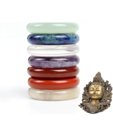Yunoun 7 Engraved Chakra Symbols Stones Chakra Crystal Set Healing Crystal Healing - 7 Chakra Set Symbols-7 pcs - Buy Online on GoSupps.com