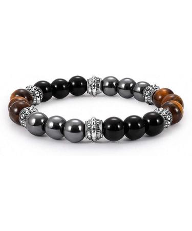 Magnet Bracelet for Women - 8mm Tiger Eye Hematite & Black Obsidian Natural Stone - 18CM Health Benefits | Bfq-555b - Buy Online on GoSupps.com