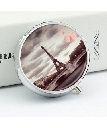 Travel Pill Box with Paris Design | 3 Compartment Portable Pill Organizer for Handbag & Pocket - Buy Online on GoSupps.com