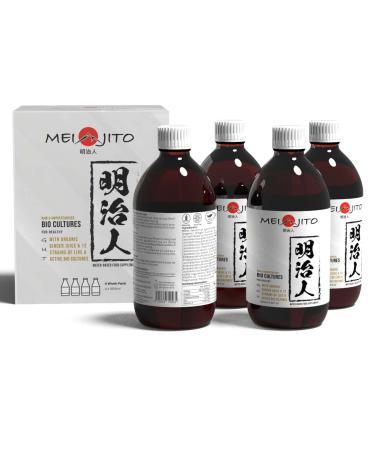 MEIJITO Bio Cultures Complex Probiotics for Gut Health - High Strength Vegan Shots with Live and Active Gut-Friendly Bacterial Cultures Daily Pro Biotics for Men and Women - 4x500ml Made in UK