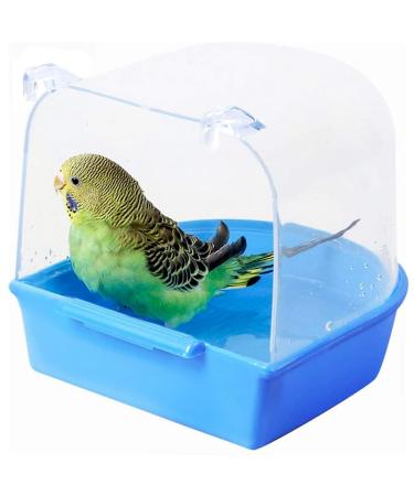 Bird Bath Box, Parakeet Shower Caged, Parrot Bathing Tub Accessory for Pet Brids Finch Canary Parrot Lovebird by Old Tjiko sky blue