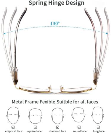 Blue Light Reading Glasses for Men Women - Lightweight Metal Rectangle Full Frame Readers - Anti Eyestrain, Computer Glare, UV Protection - Spring Hinge Eyeglasses +0.75 - 3 Pack Mix 0.75 x - Buy Online on GoSupps.com
