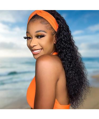 JCL Curly Headband Wig Human Hair 180% Density 12 Inch - Glueless None Lace Front Wig for Black Women - Deep Wave Natural Color 12 Inch - Buy Online on GoSupps.com