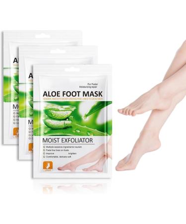 Fo-Ot M-Asks Lot de 3 paires de masques exfoliants pour peaux dures hydratants et nourrissants adoucissants non irritants r parateurs pour talons fissur s pieds morts et secs (Aloe Vera)