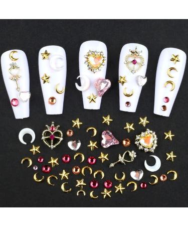 Dornail 3D Nail Charms - Crystal Heart, Star, Moon Alloy Charms for Acrylic Nails | Colorful Gems & Rhinestones for Nail Art Decoration (Style 1) - Buy Online on GoSupps.com