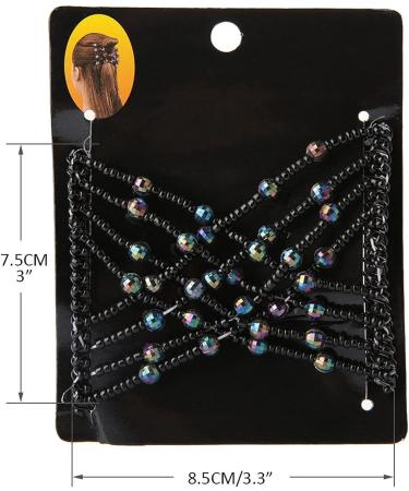 Salmue Hair Combs with Elastic by HairZing - Double Comb for Thick Hair - Magic Easy Beads - Stretchy Hairpin for Women & Girls - Black - Buy Online on GoSupps.com