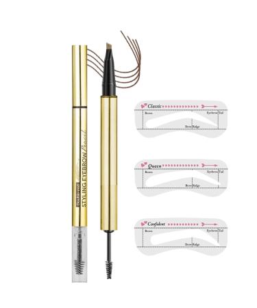 Youngwier Eyebrow pencil 2in1 Eyebrow Filler Pencil with Eyebrow Gel Long Lasting Womens Cosmetics Sweatproof Beauty Accessories for Work Fitness Sports Dating Business and Photo Shoot