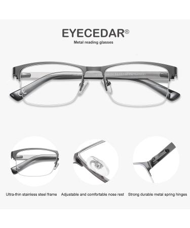 EYECEDAR 5-Pack Reading Glasses for Men Metal Gunmetal Half Frame Spring Hinges Eyeglasses Readers 1.50 Metal Grey 1.5 x - Buy Online on GoSupps.com