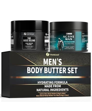 Body Butter for Men Pack of 2 Cologne Scented Moisturizer Gift Set for Men
