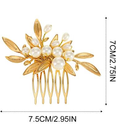 Reaky Pearl Hair Combs Gold Leaf Headpieces Bridal Hair Piece Wedding Hair Accessories for Women - Buy Online on GoSupps.com