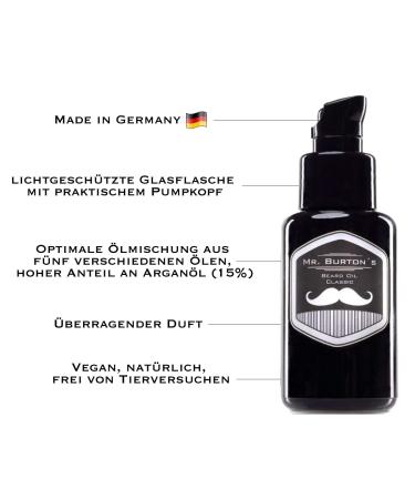 Mr. Burton's Beard Oil Classic - Argan Oil Beard Care for Men | Made in Germany | 50ml - Promotes Healthy Beard Growth - Buy Online on GoSupps.com