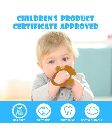 Vicloon Baby Bite Toys - 2PC Soft Silicone BPA-Free Rings | Dental Aid & Soothing Toy for 3+ Months | Brown - Buy Online on GoSupps.com