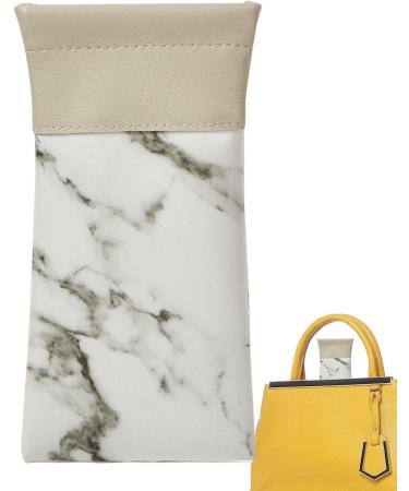 Facynde Water-Repellent Sunglasses Case | Marble PU Leather Squeeze Top Bag for Men & Women - Soft Glasses Case in White - Buy Online on GoSupps.com