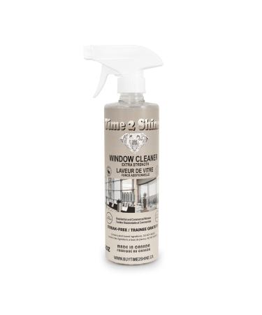 TIME2SHINE WINDOW CLEANER | Commercial & Residential Windows | Extra Strength Formula | 16oz Bottle | No Streak Easy & Fast Clean | Shines Surfaces & More