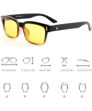 voso Blue Light Blocking Glasses Anti Glare Computer Gaming TV Anti UV Radial Reflex Filter Eyewear Eyeglasses (Black Frame + Yellow Lens) - Buy Online on GoSupps.com