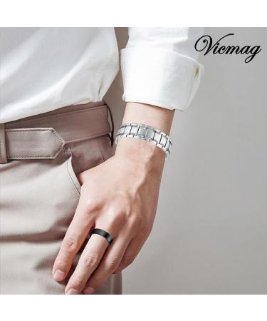 Buy Vicmag Magnetic Bracelet for Men - Three Rows Titanium Steel with Folding Clasp & Adjustment Tool - Silver - Buy Online on GoSupps.com