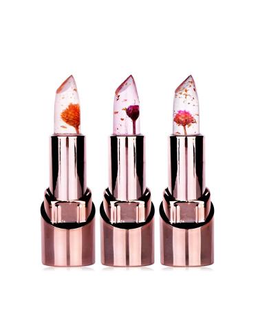 Ice Love Flower Jelly Lipstick Set - Color Changing Lip Gloss Gift - 3pcs Moisturizing Lip Balm for Teens Girls and Women - Waterproof Makeup - Buy Online on GoSupps.com