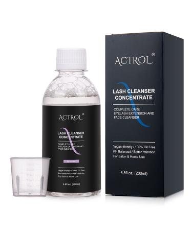 Eyelash Cleanser Concentrate 200ml Lavender Professional Lash Shampoo Foaming Cleanser Paraben & Sulfate Free Non-lrritating Wash for Extensions Lashes with Salon Home Care-Makes 20 Bottles Lavender 200ml