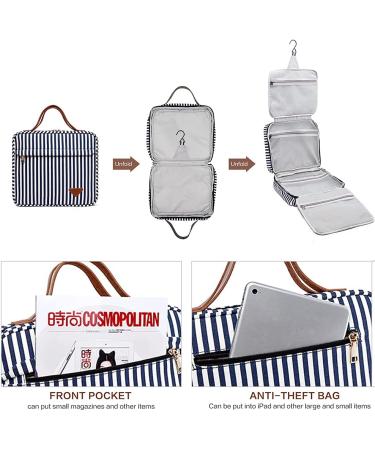 Hanging Hook Travel Toiletry Bag - Waterproof Cosmetic Bag for Women&Men with 4 Compartments - Navy Blue Makeup Bag for Storage & Daily Use - Buy Online on GoSupps.com