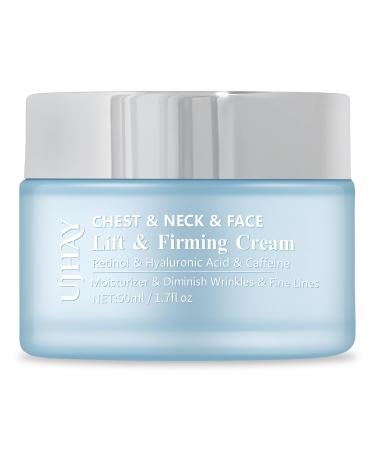 Retinol Neck Cream - Hyaluronic Acid & Caffeine Enriched Neck Firming Cream | Anti-Aging 3-in-1 Moisturizing Cream to Minimize Fine Lines Dullness & Sagging Skin for Neck Chest & Face (50ml/1.7oz)