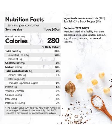 Macadamia Seasoned Nuts  Namibian Sea Salt & Cracked Pepper  12 x 1.41oz - Keto  Vegan  Paleo  Gluten-Free  Sugar-Free - Buy Online on GoSupps.com