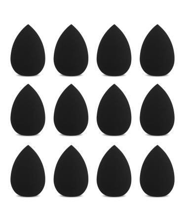 WLLHYF 12-part mini-make-up sponge set Professional small make-up sponges under the eyes Mixer Make-up Egg primer mix cosmetic make-up puff for powder-cream repairs black